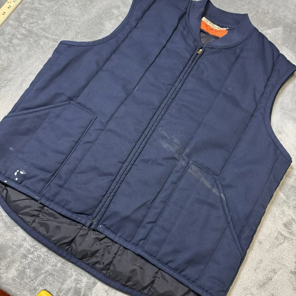 VTG 80s Red Kap Work Vest Men's XL Quilted‎ Utility Talon Zipper Grunge Outdoor